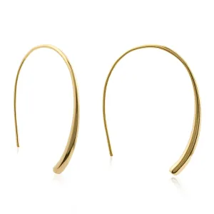 Handmade Pull Through Earrings 14K Gold Earrings Hypoallergenic Drop Open Hoop Earrings Dangle Threader Silver Earrings for Women Trendy