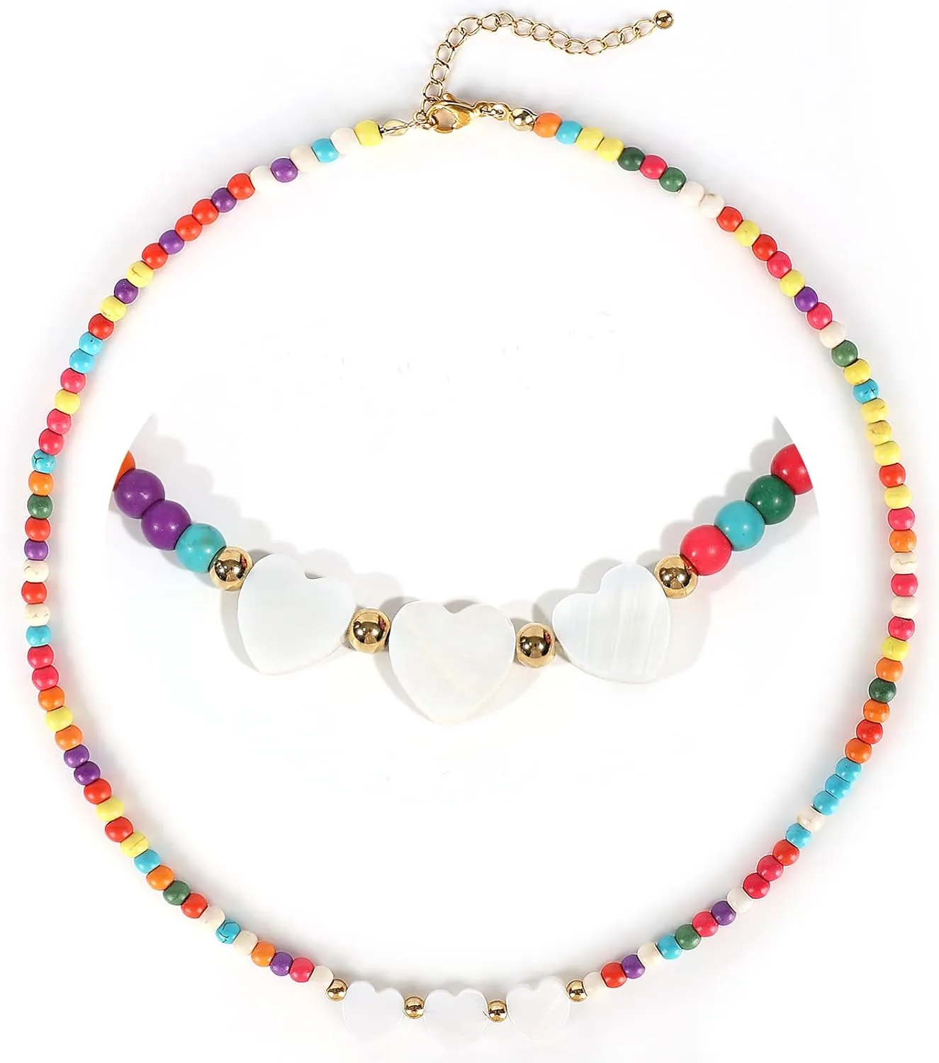 Happy Birthday Gifts for Girls, Trendy Beaded Necklaces for Teen Girl Cute Bohemian Choker Necklace Pendant Mothers Birthday Gifts for Women Kids Jewelry