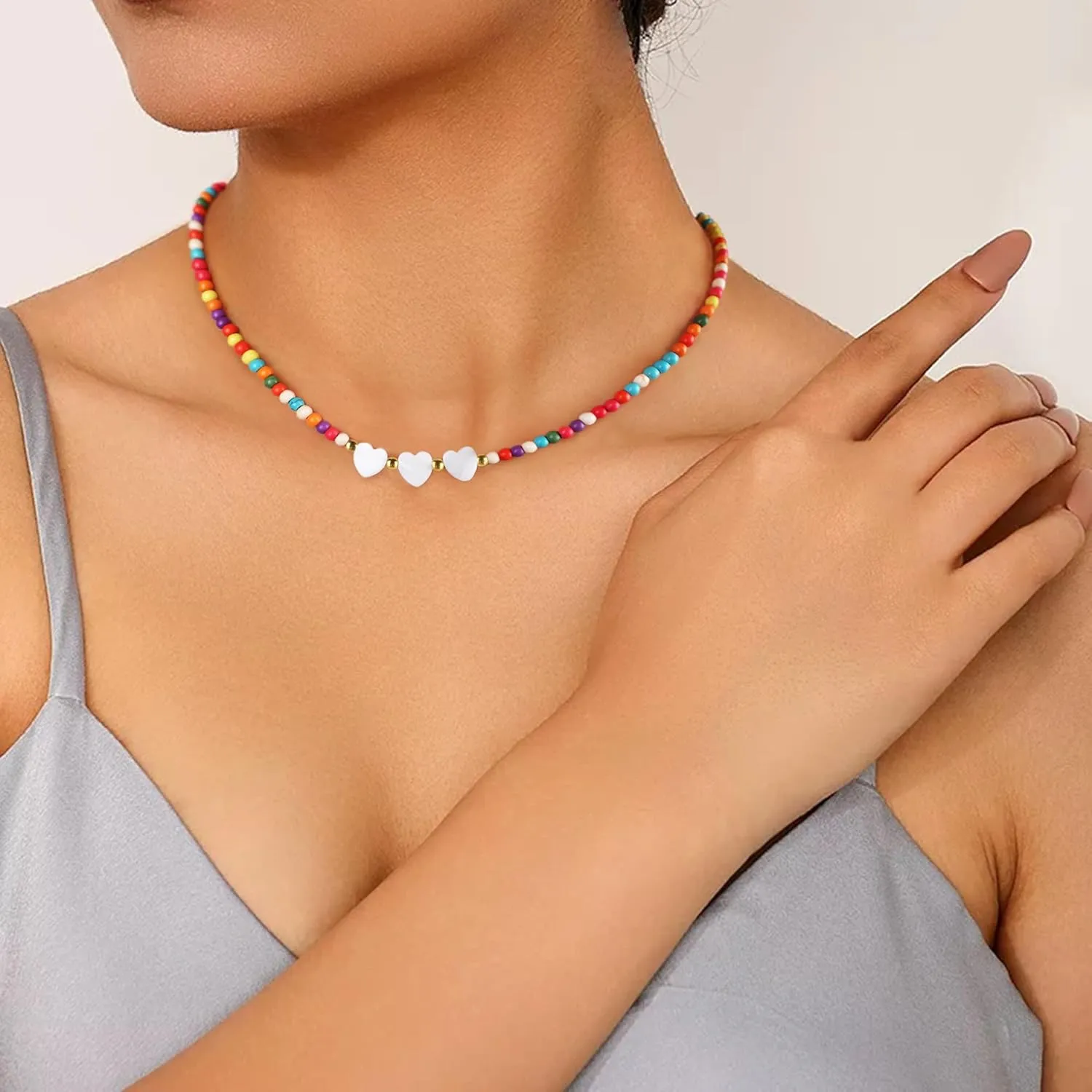 Happy Birthday Gifts for Girls, Trendy Beaded Necklaces for Teen Girl Cute Bohemian Choker Necklace Pendant Mothers Birthday Gifts for Women Kids Jewelry