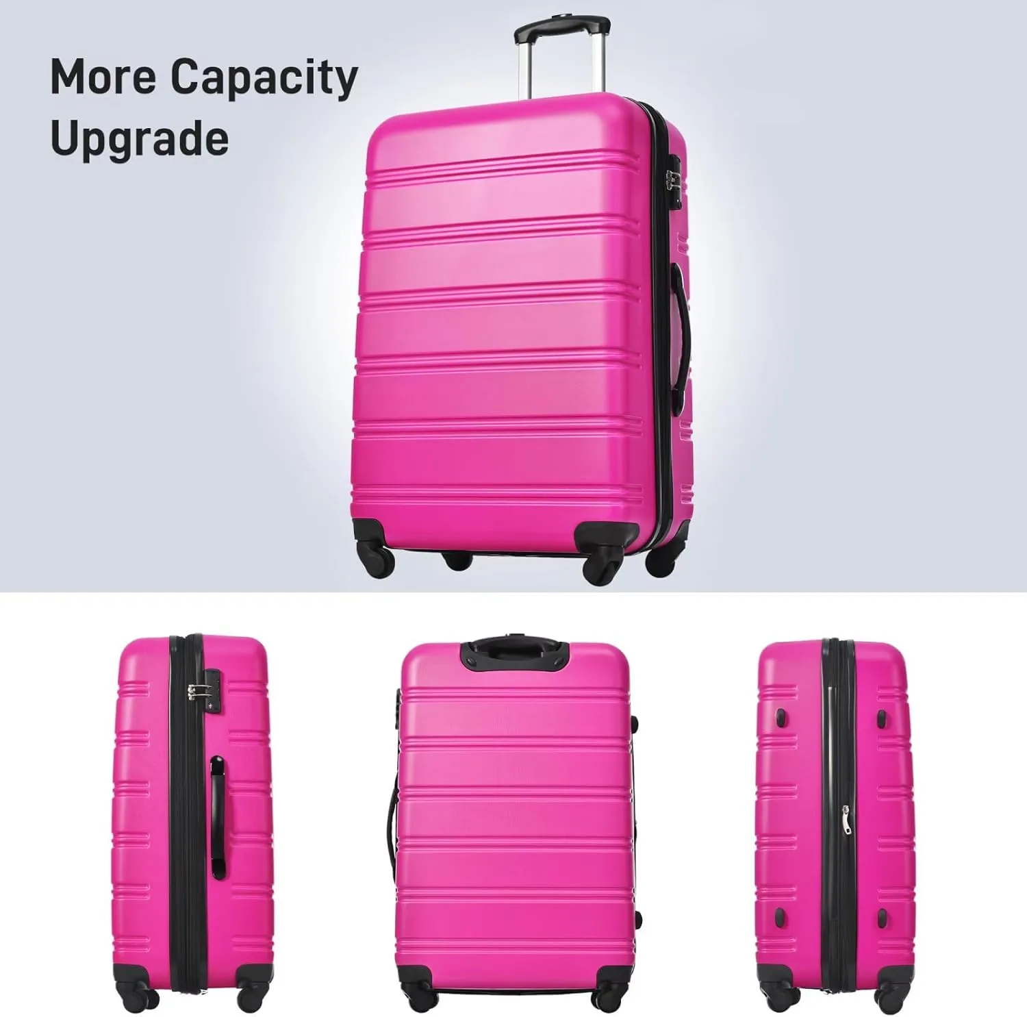 Hard Shell Luggage Sets 4 Piece with Bag Spinner Suitcase, Lightweight Hardside Rolling Suitcase Set with Spinner Wheels and TSA Lock (Hot Pink, 16" 20" 24" 28")