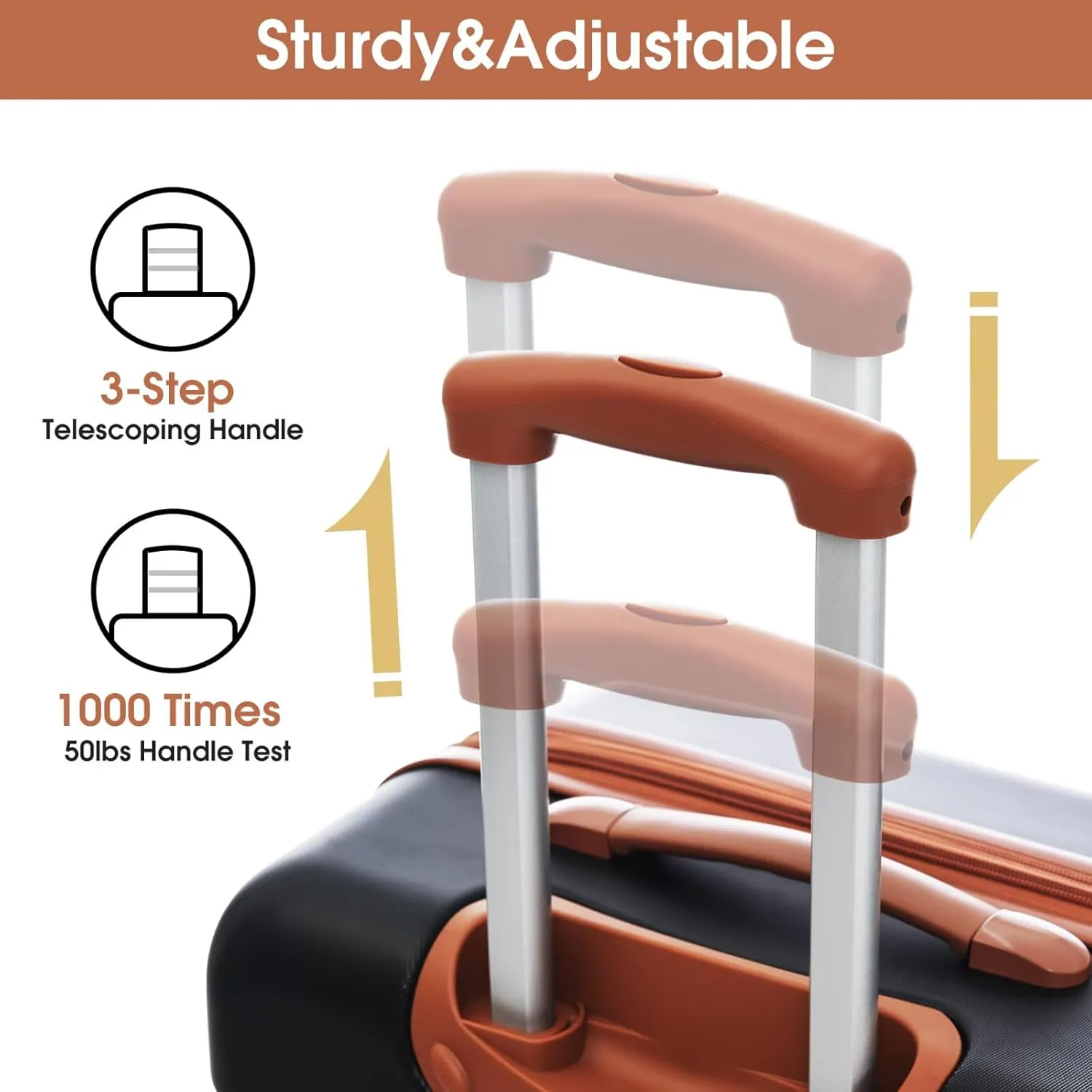 Hardshell Luggage Set of 4 for Extended Travel with Bag Spinner Suitcase, Expandable Carry On Luggage Set with Spinner Wheels Durable ABS Suitcases (Black Brown, 16" 20" 24" 28")