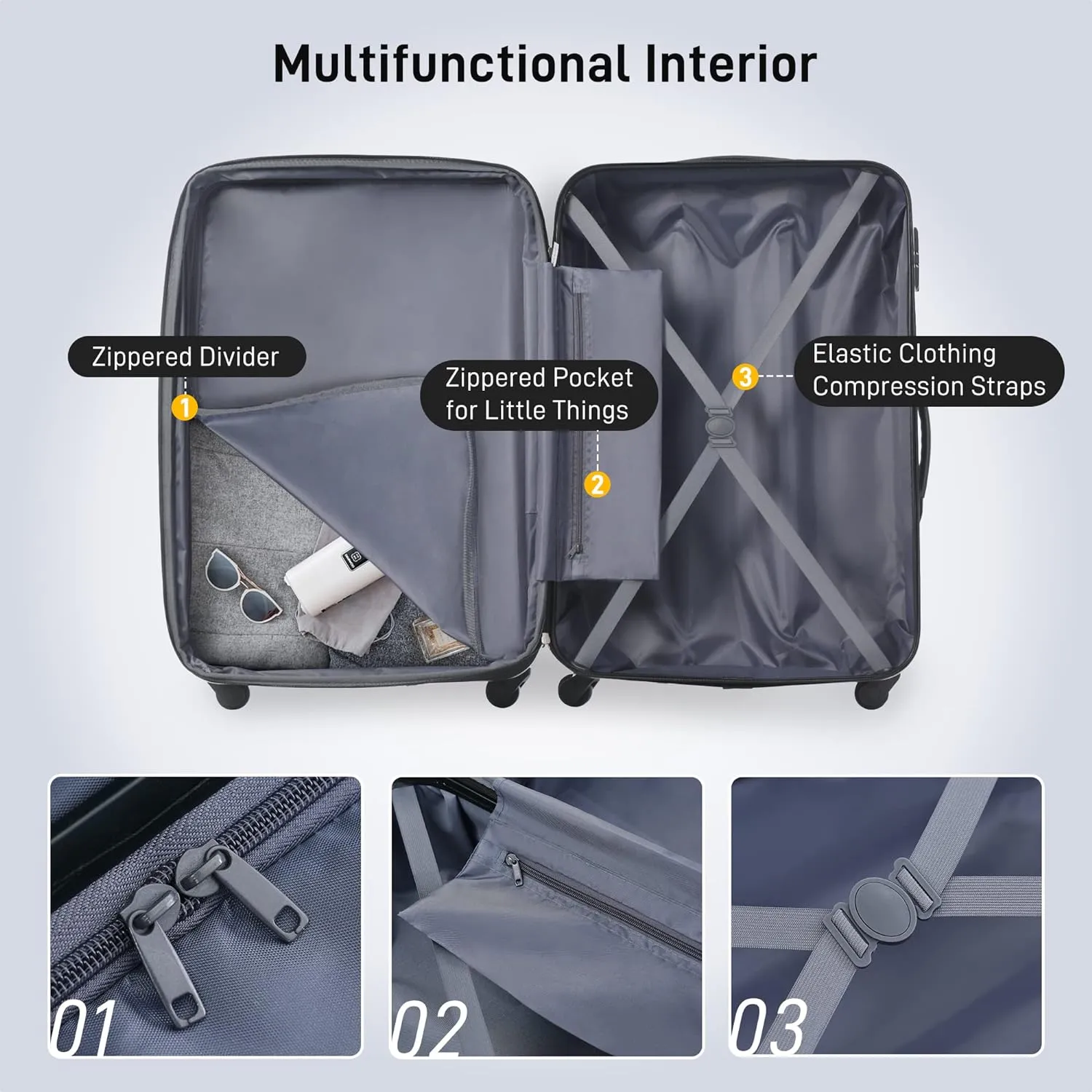 Hardshell Luggage Sets 2Pcs   bag Spinner Suitcase with TSA Lock Lightweight 20"   24"