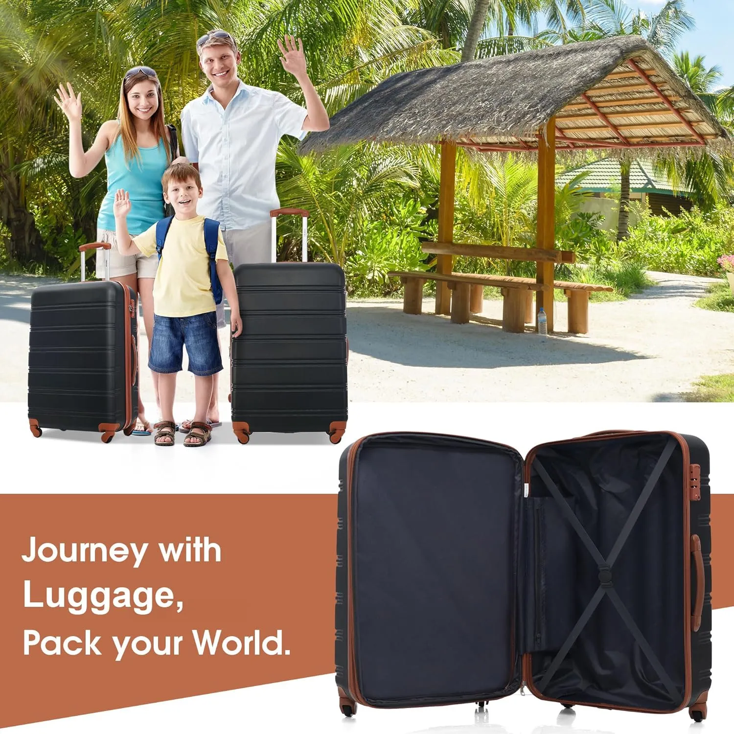 Hardshell Luggage Sets 2Pcs   bag Spinner Suitcase with TSA Lock Lightweight 20"   24"