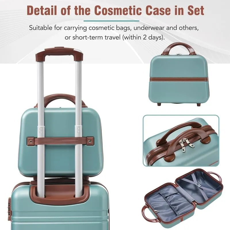 Hardshell Luggage Sets 4 Pieces 20" 24" 28" Luggages and Cosmetic Case Spinner Suitcase with TSA Lock Lightweight