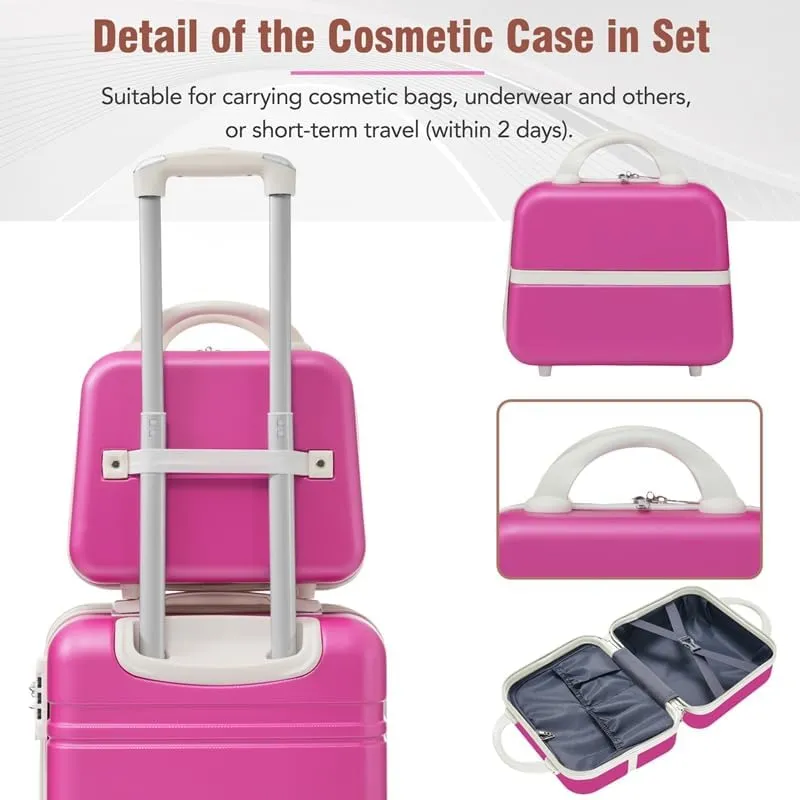 Hardshell Luggage Sets 4 Pieces 20" 24" 28" Luggages and Cosmetic Case Spinner Suitcase with TSA Lock Lightweight