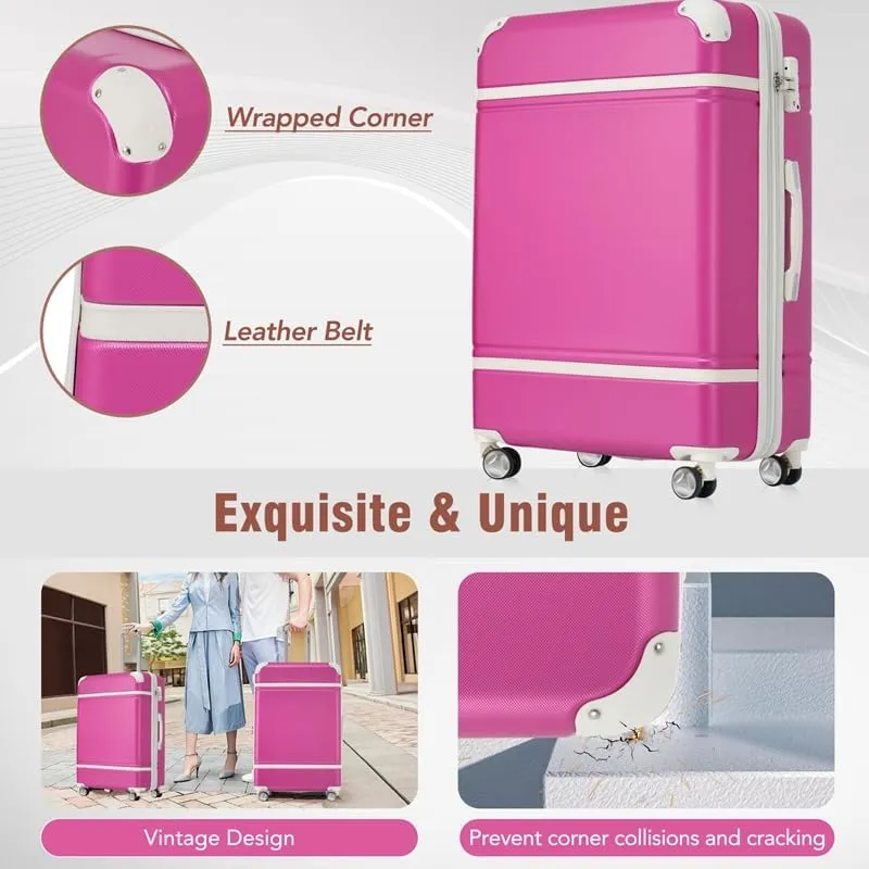 Hardshell Luggage Sets 4 Pieces 20" 24" 28" Luggages and Cosmetic Case Spinner Suitcase with TSA Lock Lightweight
