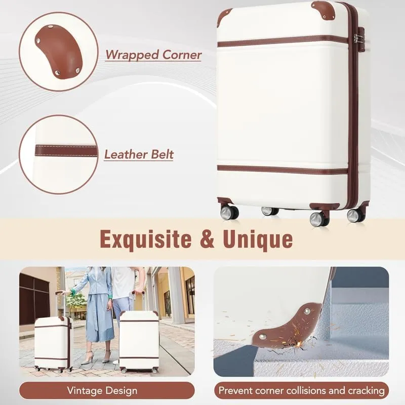 Hardshell Luggage Sets 4 Pieces 20" 24" 28" Luggages and Cosmetic Case Spinner Suitcase with TSA Lock Lightweight