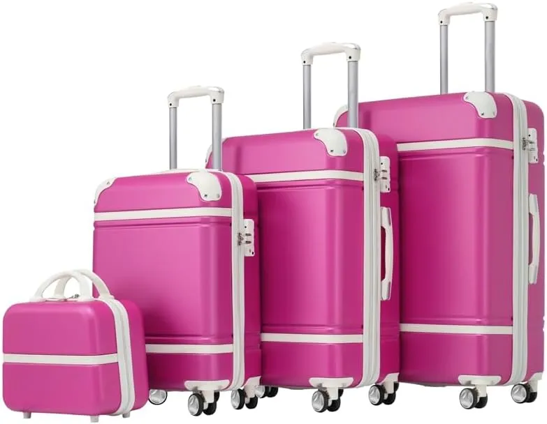 Hardshell Luggage Sets 4 Pieces 20" 24" 28" Luggages and Cosmetic Case Spinner Suitcase with TSA Lock Lightweight