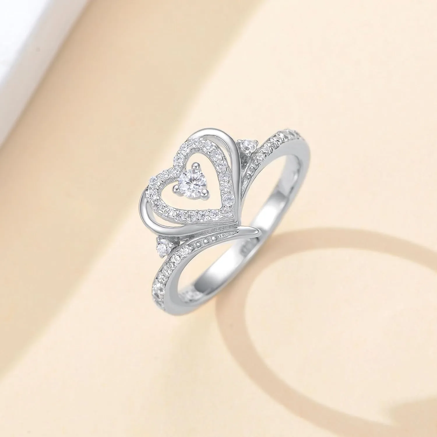 Heart Diamond Promise Ring for Women D Color VVS1 Clarity 925 Sterling Silver 18K Gold Plated Diamond Anniversary Ring Jewelry