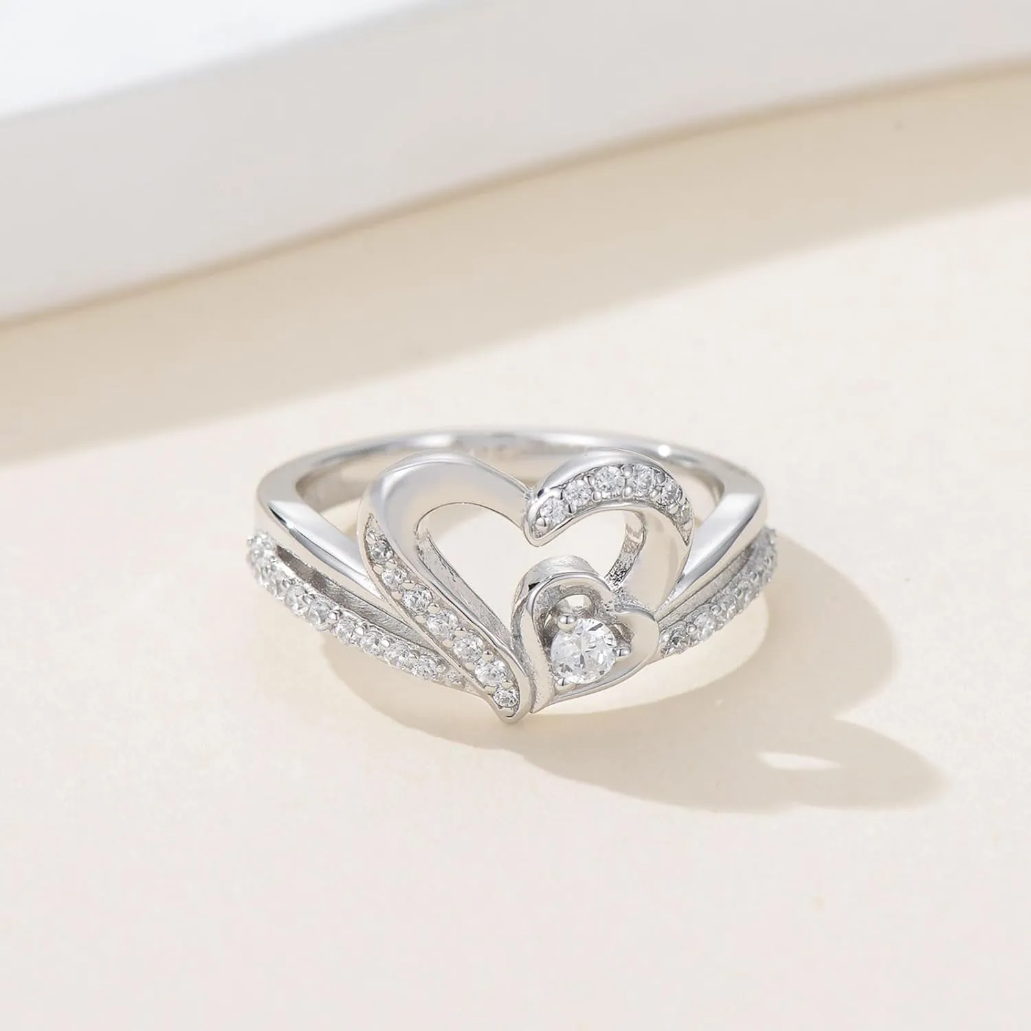 Heart Diamond Promise Ring for Women D Color VVS1 Clarity Lab Grown Diamond Ring 18K Gold Plated 925 Sterling Silver