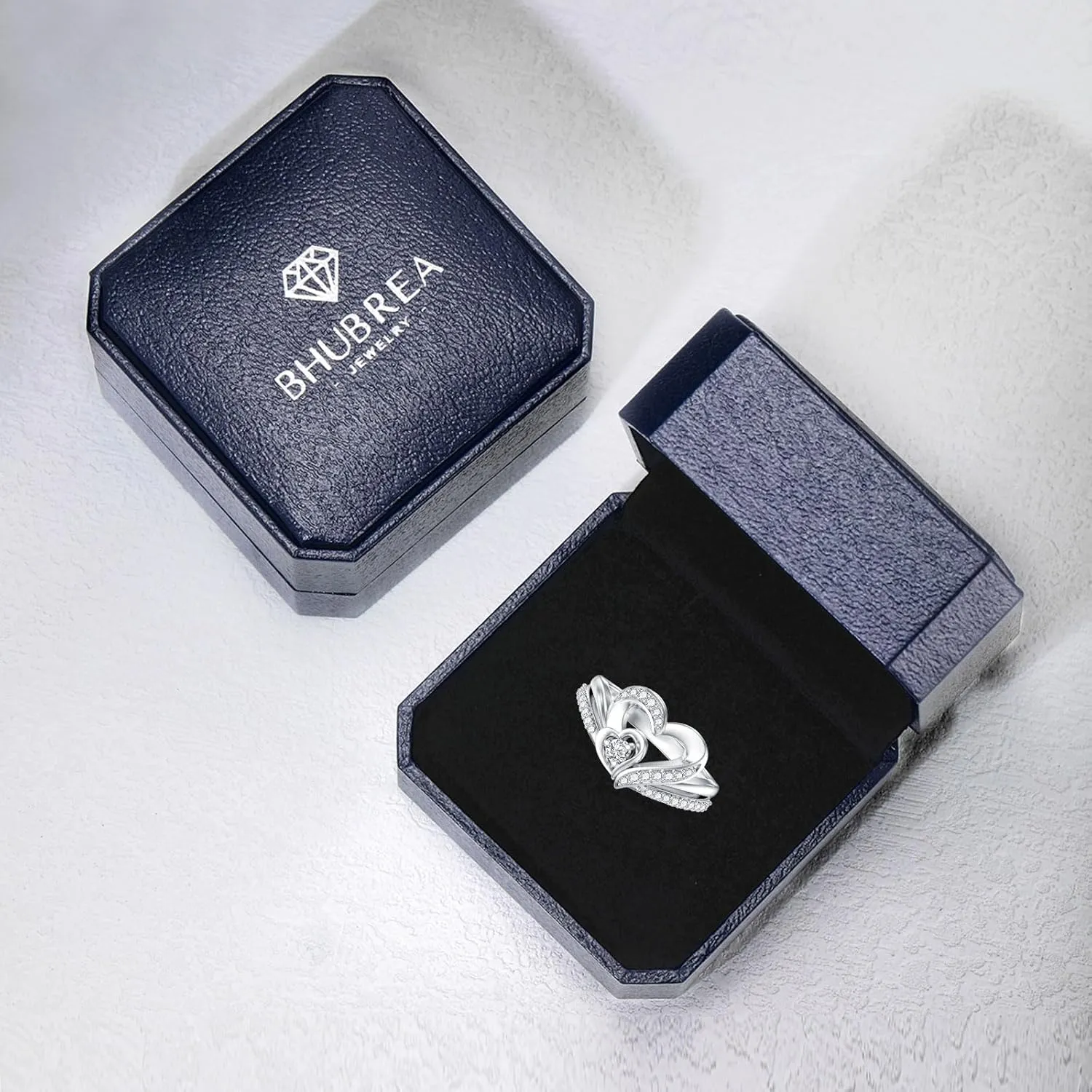 Heart Diamond Promise Ring for Women D Color VVS1 Clarity Lab Grown Diamond Ring 18K Gold Plated 925 Sterling Silver