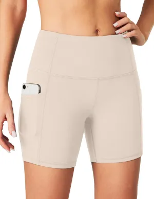 Heathyoga Biker Shorts Women Tummy Control 5" Workout Shorts Women with Pockets High Waisted Spandex Shorts for Gym Yoga