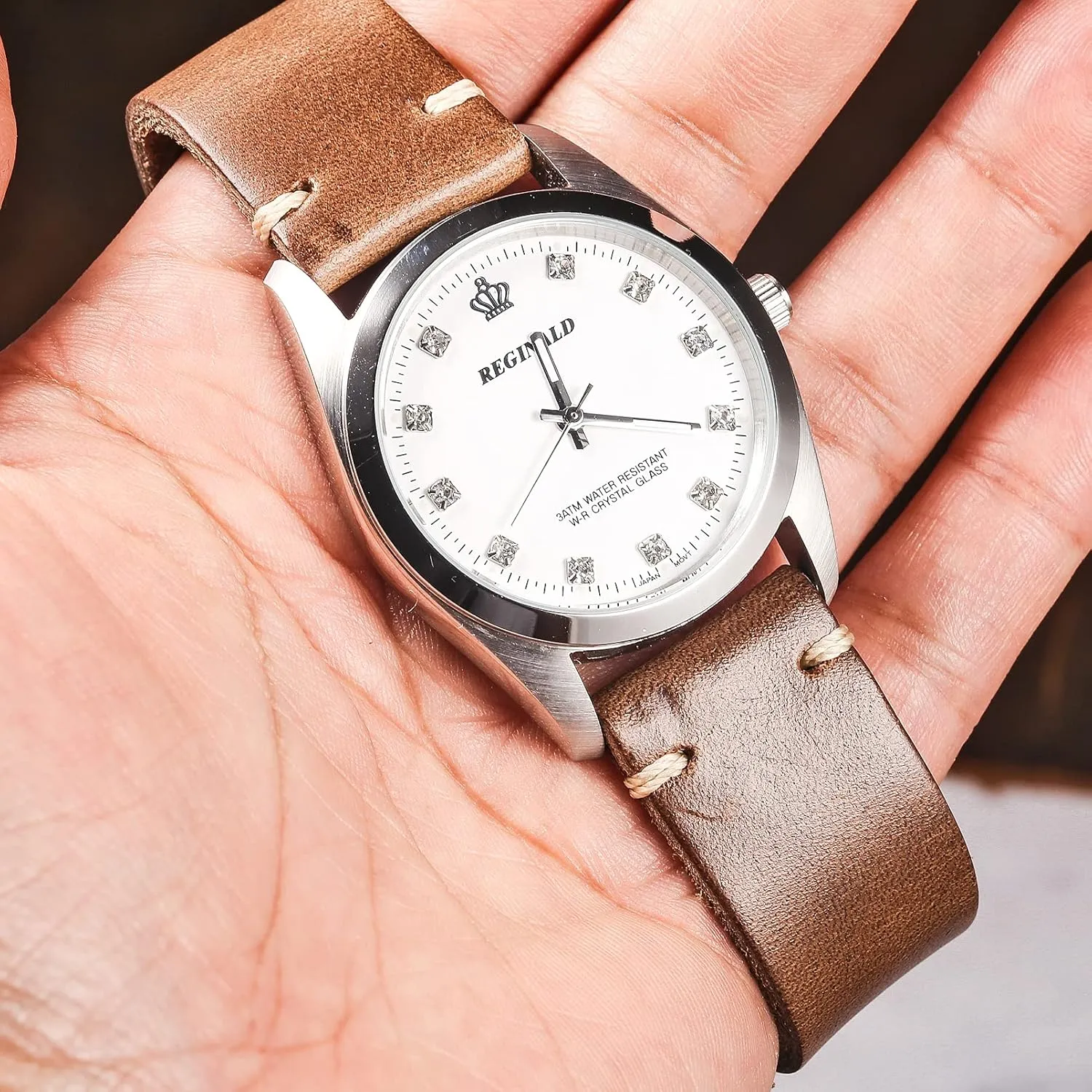hemsut h Leather Watch Bands for Men, Horween Quick Release Leather Watch Strap Vintage Watch Replacement Wrap of 18mm, 20mm, 22mm