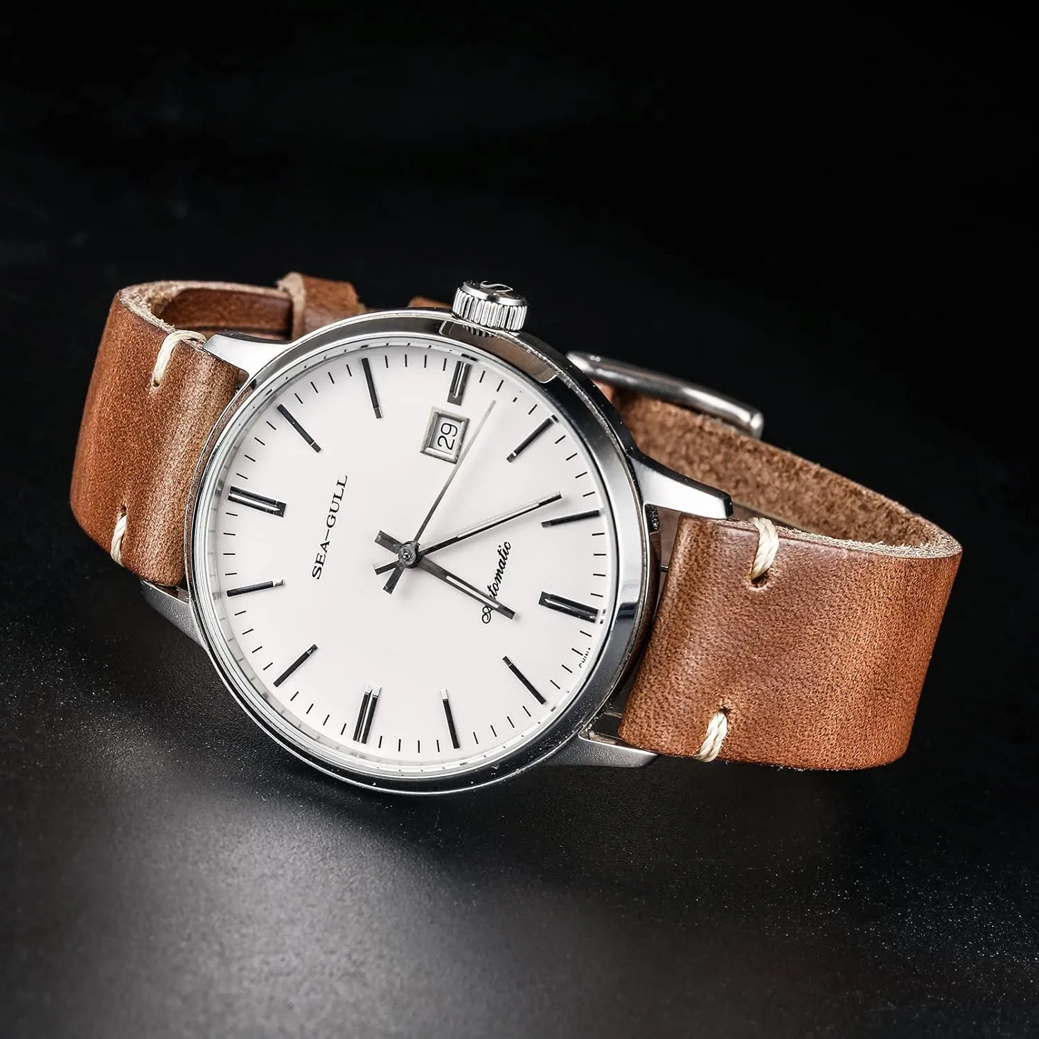 hemsut h Leather Watch Bands for Men, Horween Quick Release Leather Watch Strap Vintage Watch Replacement Wrap of 18mm, 20mm, 22mm