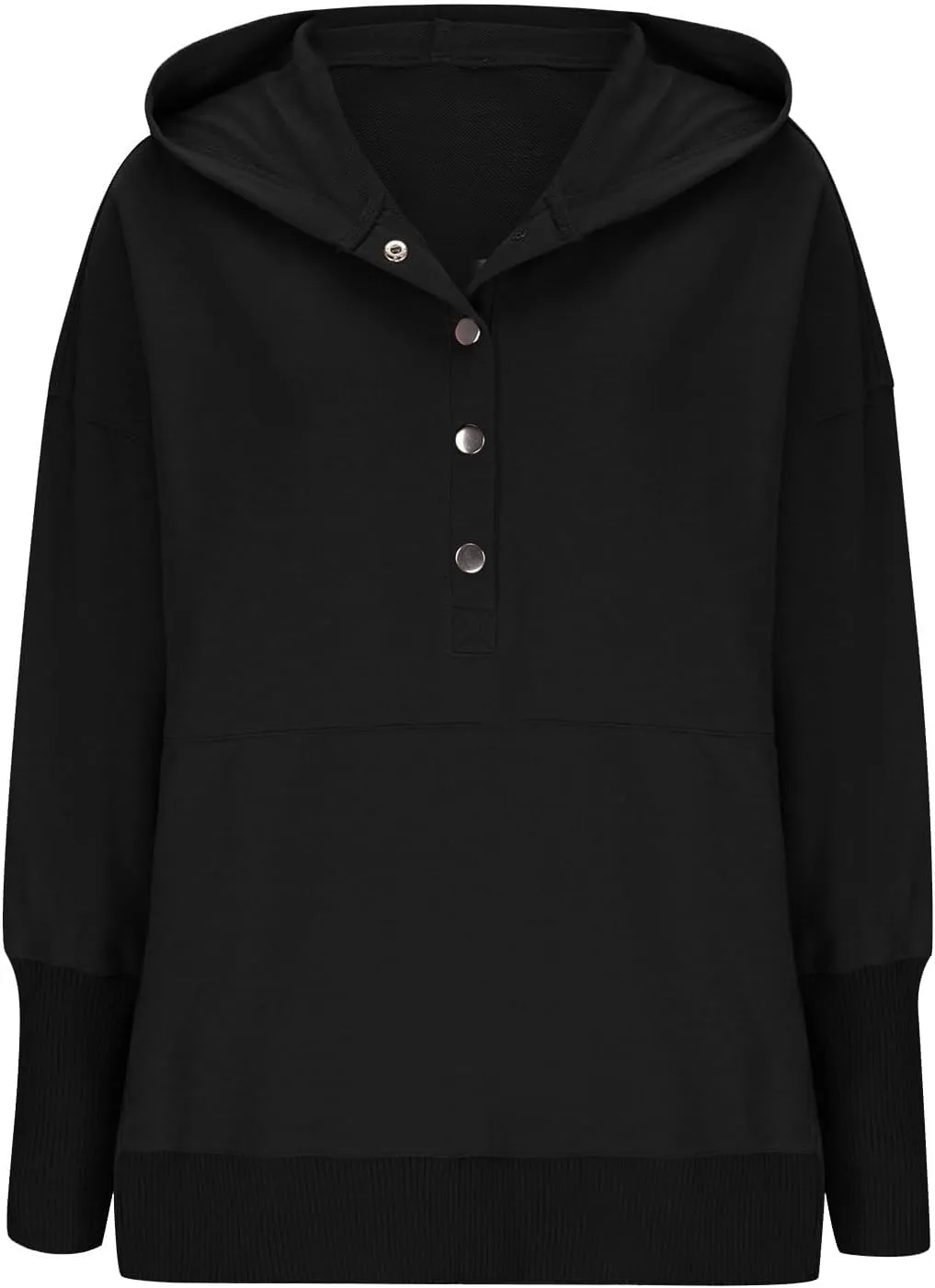 HGps8w Women's Half Button Oversized Hoodies, Casual Long Sleeve Loose Pullover Hooded Sweatshirt Trendy Tunic Blouses