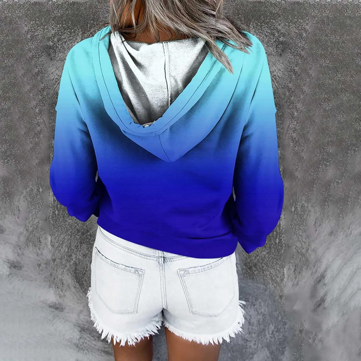 hlysgo Womens Fall Fashion 2024 Hoodies Casual Oversized Sweatshirt Long Sleeve 1/4 Button Up Pullover Gradient Hoodie