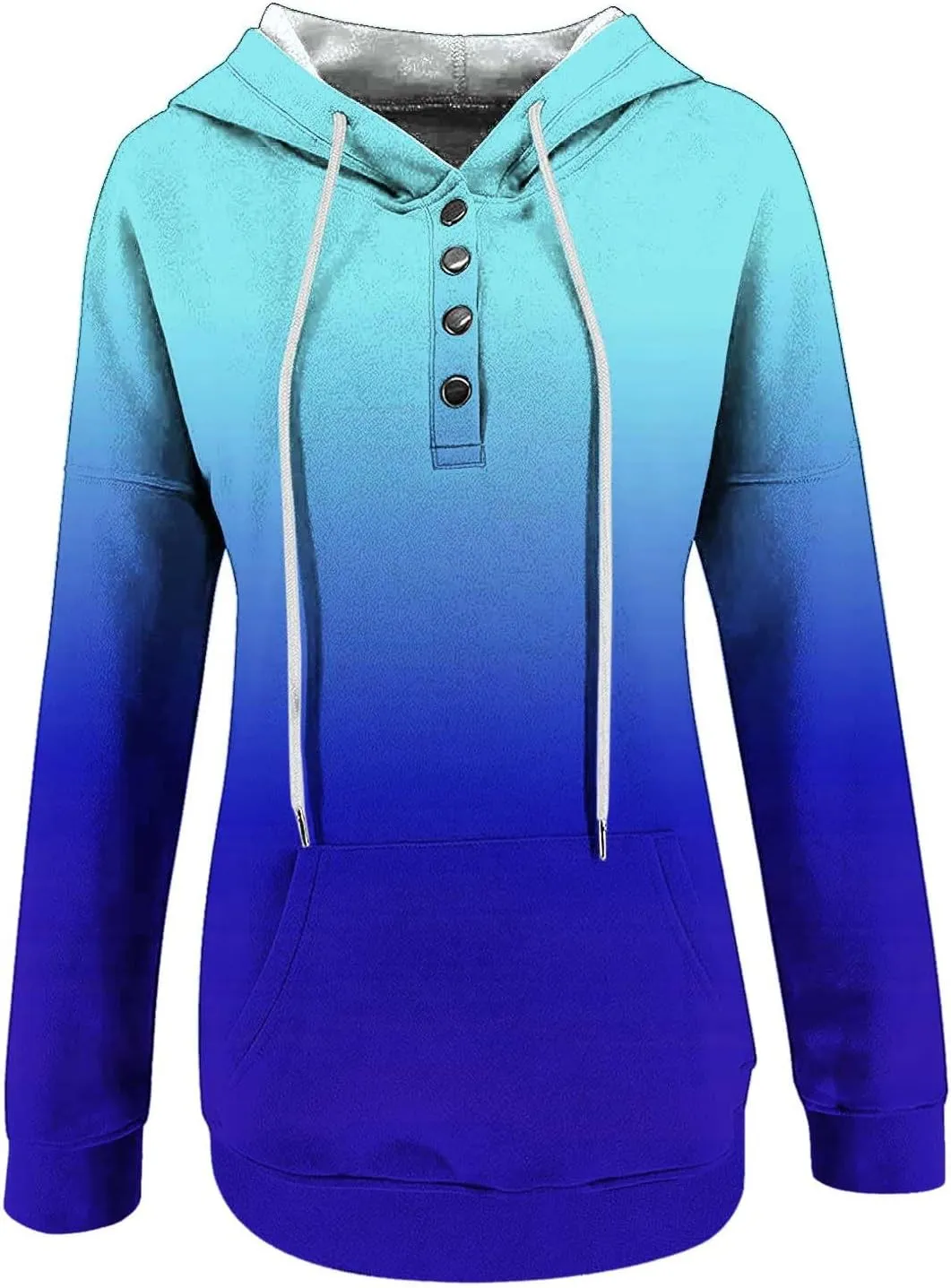 hlysgo Womens Fall Fashion 2024 Hoodies Casual Oversized Sweatshirt Long Sleeve 1/4 Button Up Pullover Gradient Hoodie