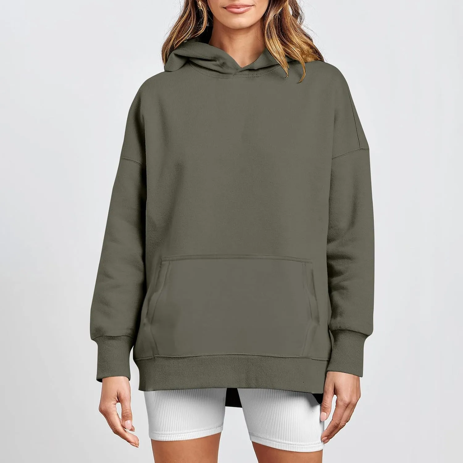 Hoodies for Women Oversized Sweatshirts Basic Hooded Neck Long Sleeve Shirts Lightweight Pullover Tops with Pocket