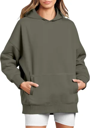Hoodies for Women Oversized Sweatshirts Basic Hooded Neck Long Sleeve Shirts Lightweight Pullover Tops with Pocket
