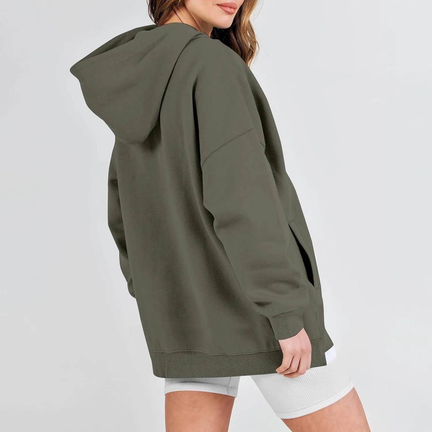 Hoodies for Women Oversized Sweatshirts Basic Hooded Neck Long Sleeve Shirts Lightweight Pullover Tops with Pocket