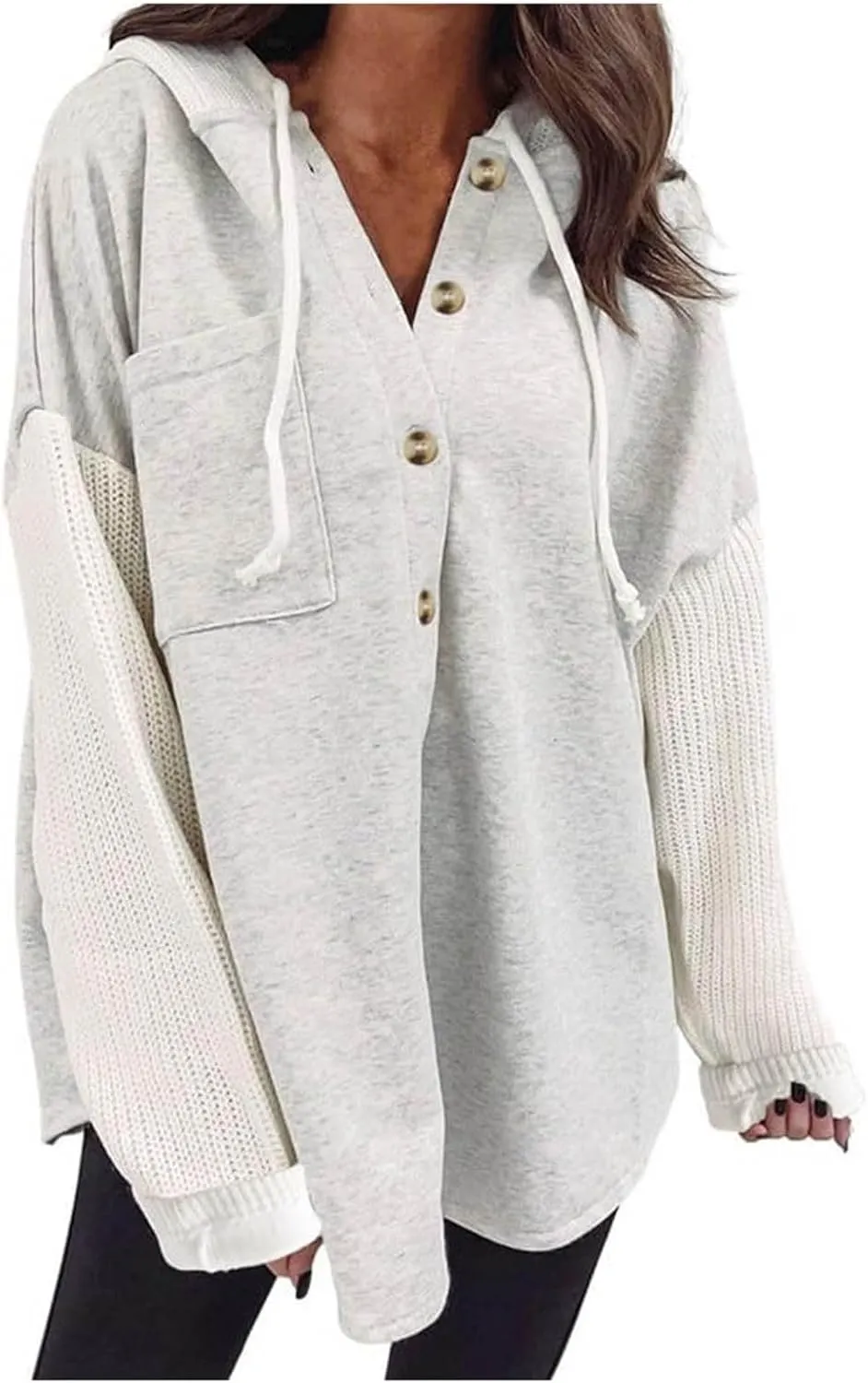 Hoodies for Women Oversized Sweatshirts for Women Loose Fit Casual Long Sleeve Button Hooded Sweatshirt Hoodie with Pocket