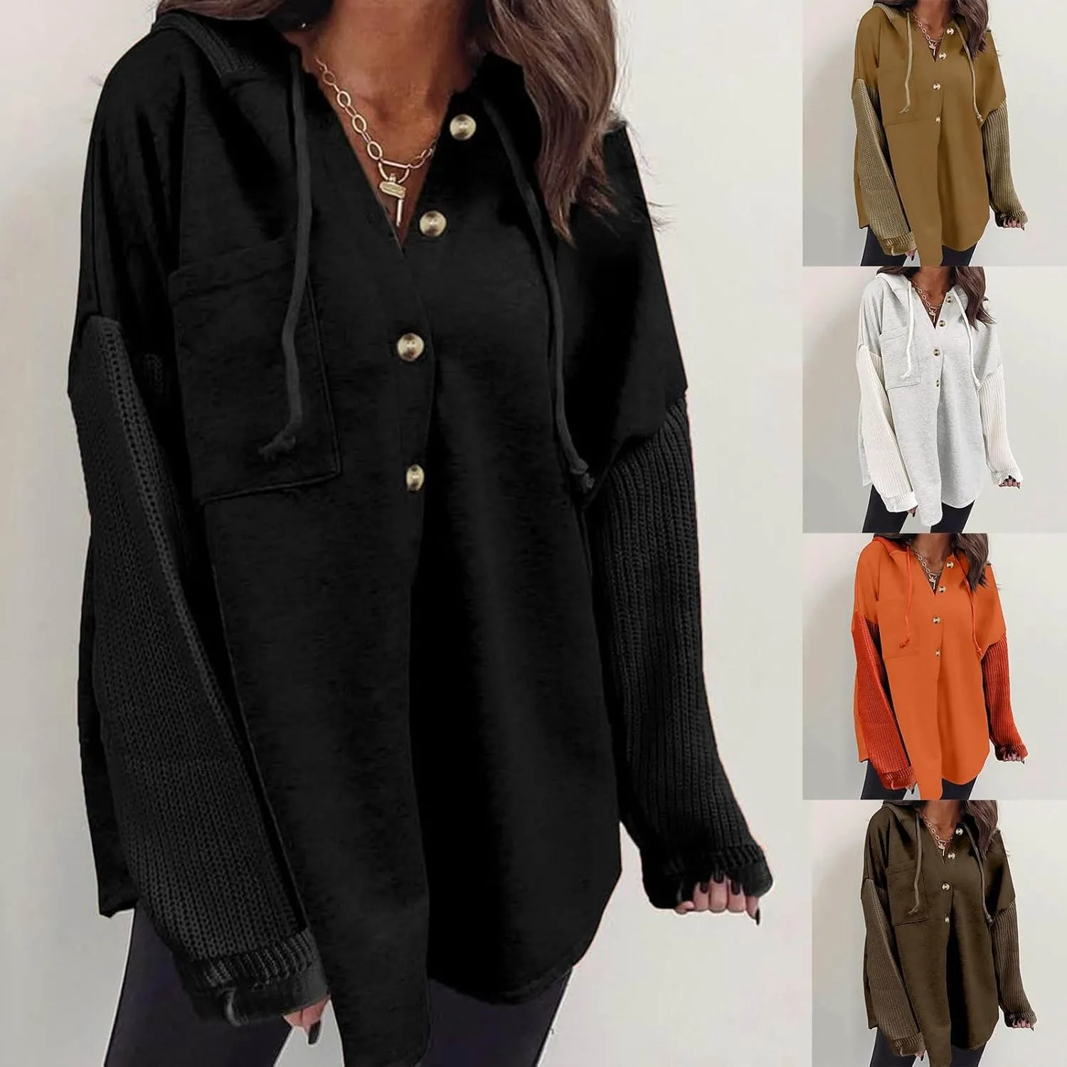 Hoodies for Women Oversized Sweatshirts for Women Loose Fit Casual Long Sleeve Button Hooded Sweatshirt Hoodie with Pocket