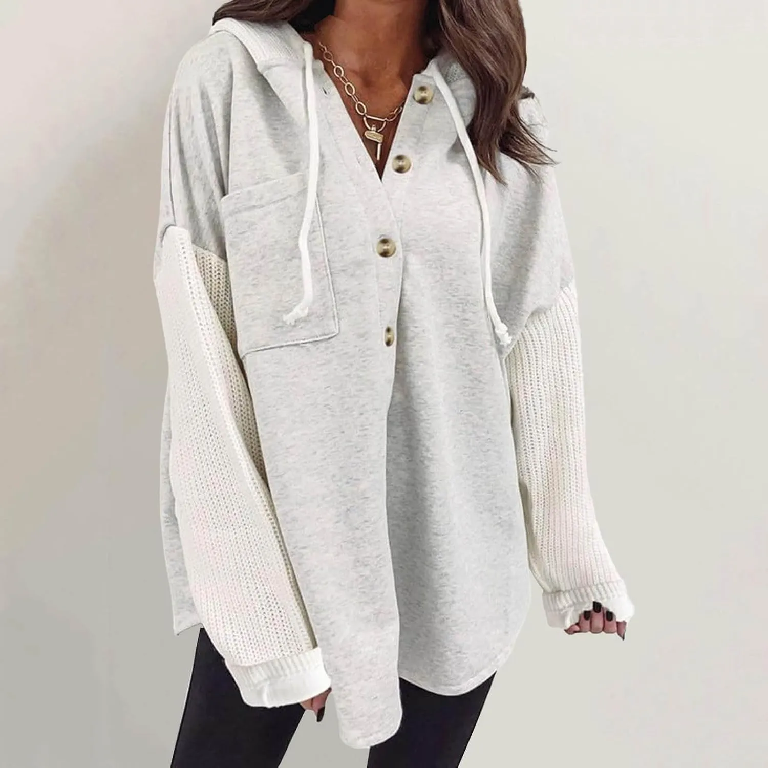 Hoodies for Women Oversized Sweatshirts for Women Loose Fit Casual Long Sleeve Button Hooded Sweatshirt Hoodie with Pocket