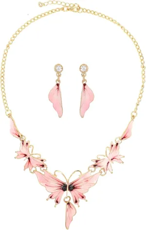 HSQYJ Fashion Color Enamel Crystal Leaf Statement Jewelry Set Elegant Floral Plant Rhinestone Pendant Necklace and Dangle Earrings for Women Gifts Silver Plated