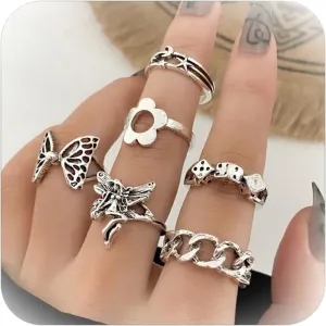 HUASAI Gold Ring Set - Trendy Stackable Boho Vintage Knuckle Midi Finger Rings