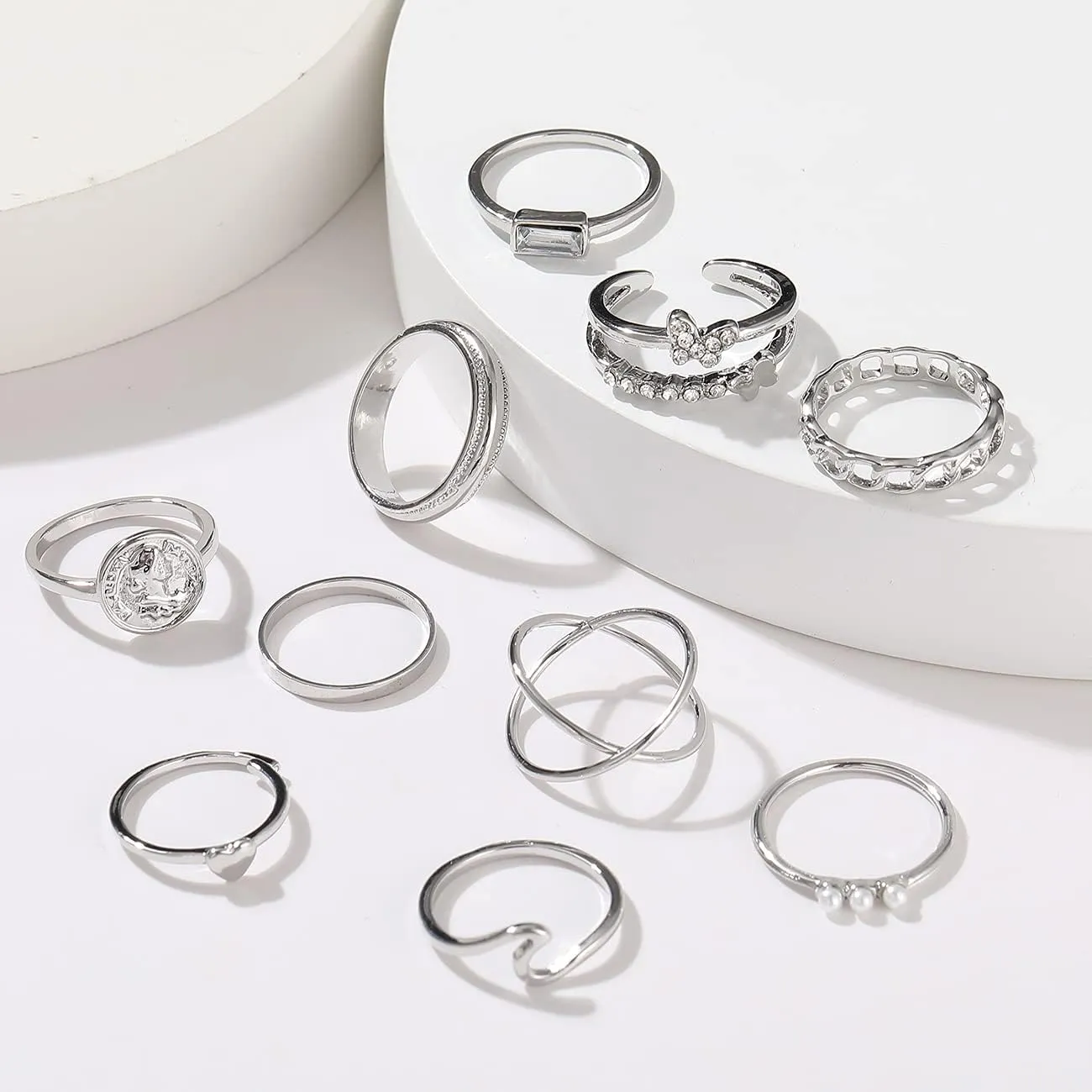iF YOU 30 Pcs Gold Knuckle Rings Set for Women, Vintage Stackable Cute Finger Midi Rings, Fashion Simple Silver Rings Pack Jewelry for Women Gift