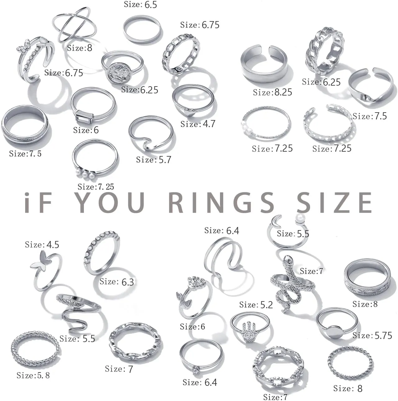iF YOU 30 Pcs Gold Knuckle Rings Set for Women, Vintage Stackable Cute Finger Midi Rings, Fashion Simple Silver Rings Pack Jewelry for Women Gift