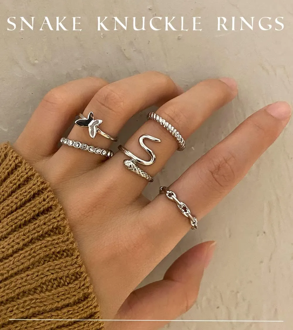 iF YOU 30 Pcs Gold Knuckle Rings Set for Women, Vintage Stackable Cute Finger Midi Rings, Fashion Simple Silver Rings Pack Jewelry for Women Gift