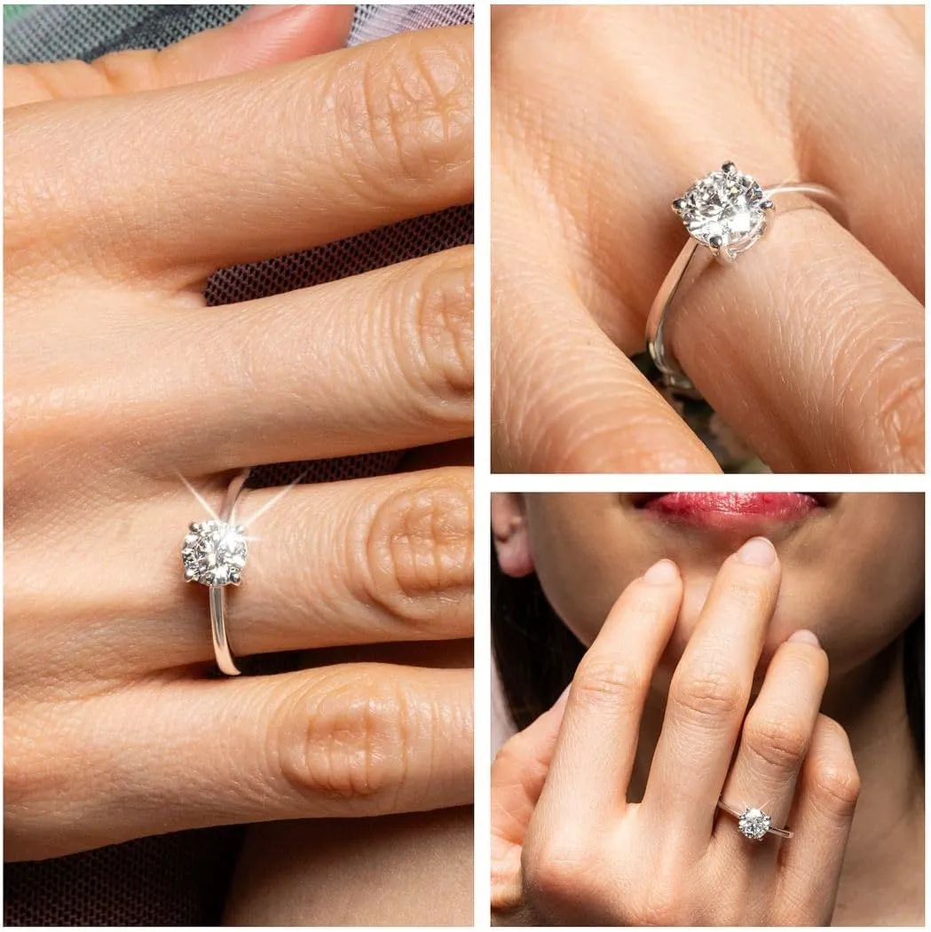 IGI Certified 0.5 to 4 Carat E-F VS Clarity Lab Grown Diamond Ring - Engagement & Wedding Rings for Women Solid 14k Gold Platinum Silver Jewelry Anniversary Birthday Gifts for Her