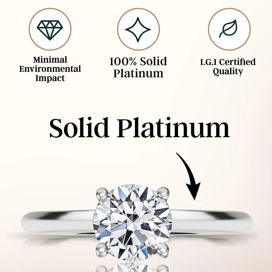 IGI Certified 0.5 to 4 Carat E-F VS Clarity Lab Grown Diamond Ring - Engagement & Wedding Rings for Women Solid 14k Gold Platinum Silver Jewelry Anniversary Birthday Gifts for Her