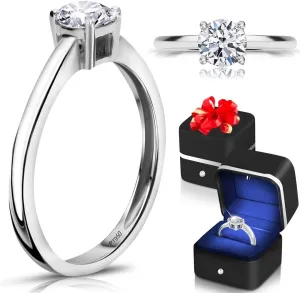 IGI Certified 0.5 to 4 Carat E-F VS Clarity Lab Grown Diamond Ring - Engagement & Wedding Rings for Women Solid 14k Gold Platinum Silver Jewelry Anniversary Birthday Gifts for Her