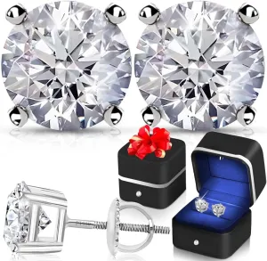 IGI Certified Diamond Earrings for Women Studs in Real Platinum - Anniversary Wedding Lab Grown Jewelry Birthday Gifts for Her- 3 Carat