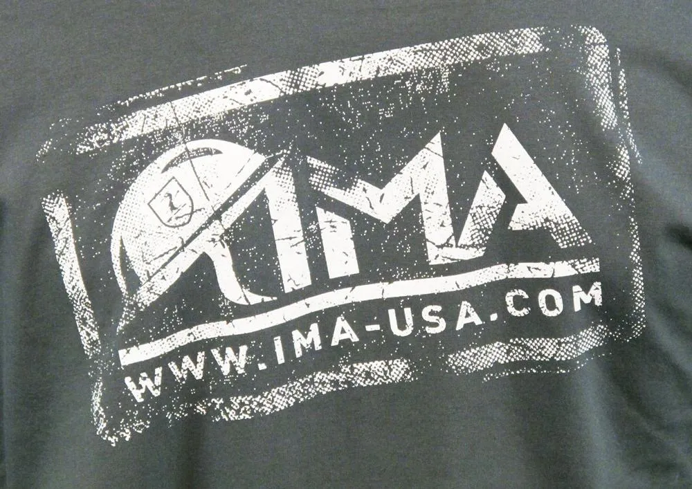 IMA Stamp Logo Gunmetal Cotton T-Shirt