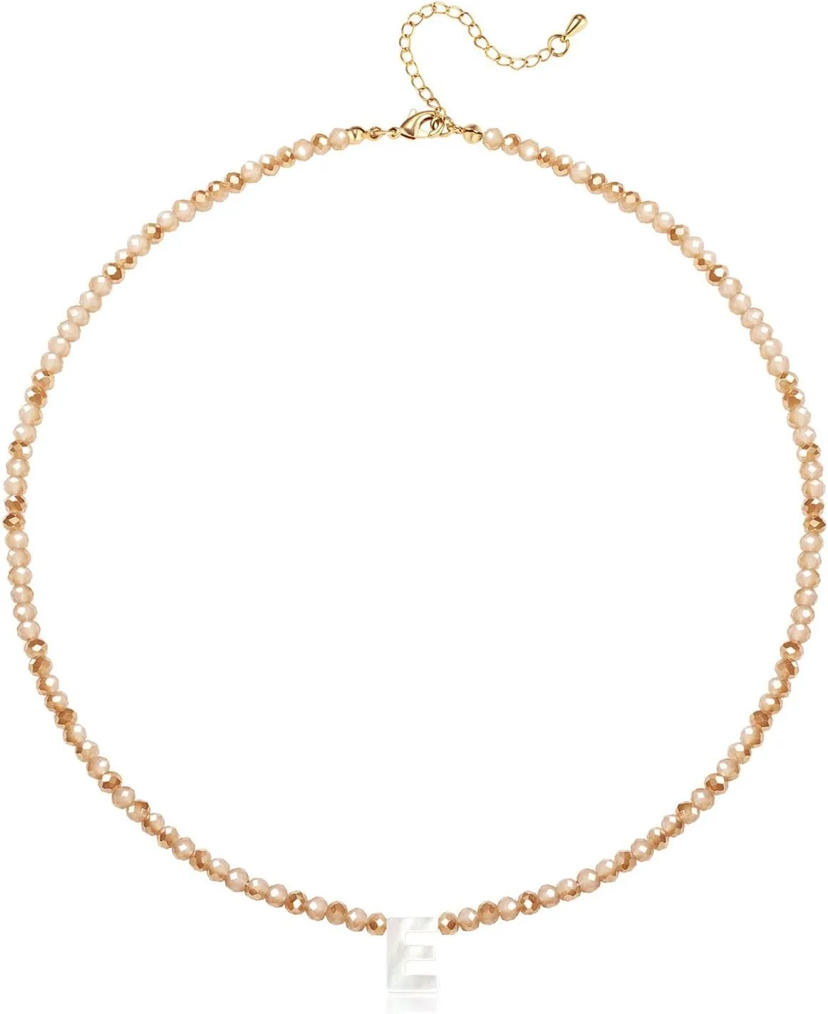 Initial Necklaces for Women Beaded Letter Choker Necklace Trendy 14K Gold Plated Shell Pendant Necklace Simple Jewelry
