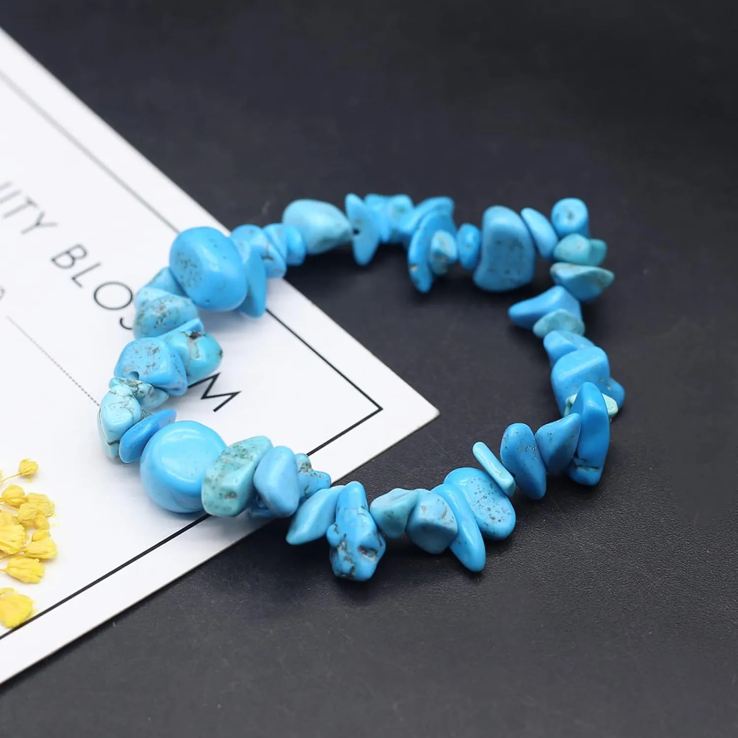 Irregular Chips Natural Stone Bracelet Amethyst Beads Crystal Quartz Gravel Bracelets Lapis Lazuli Bangles for Women Girls,Black Hematite,19cm
