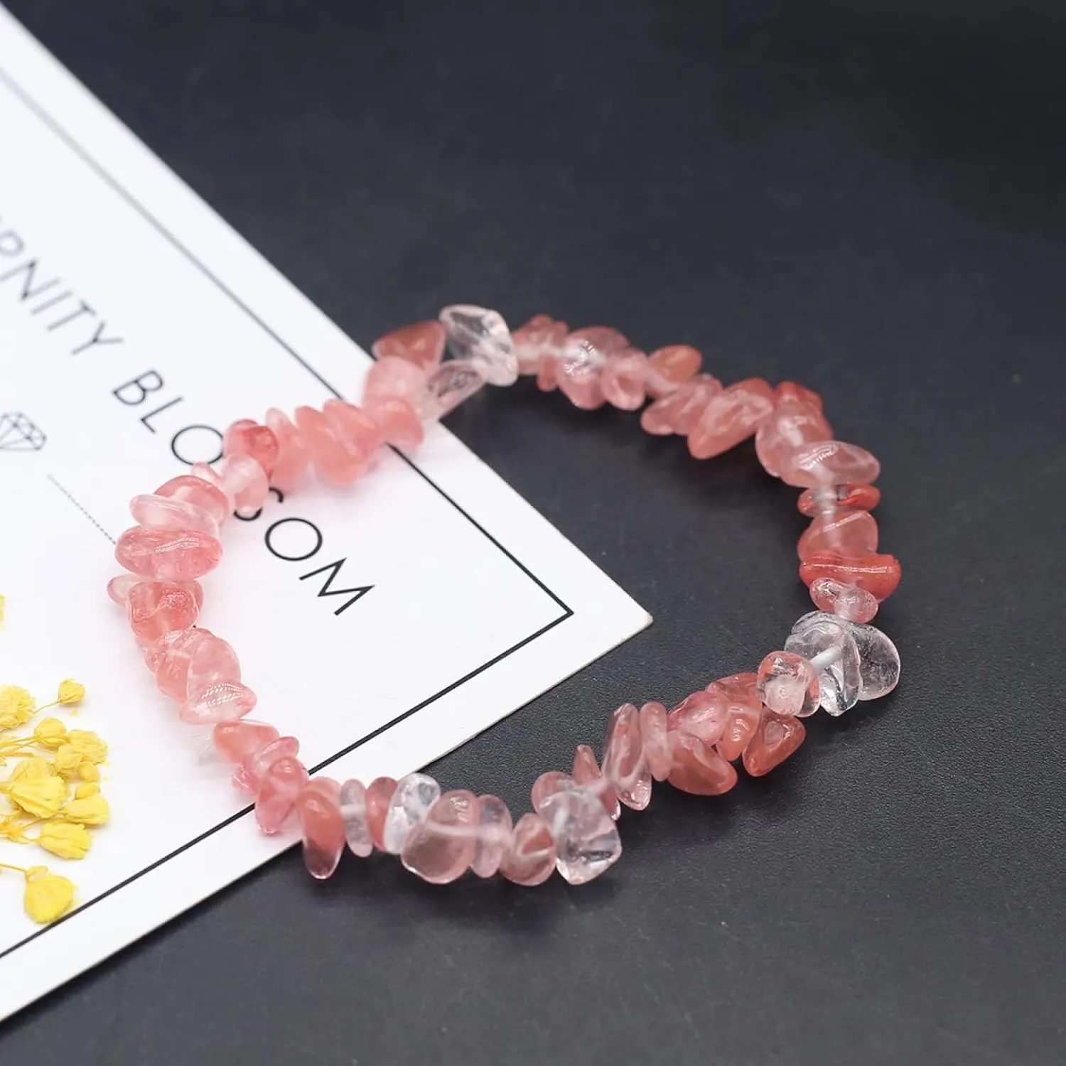Irregular Chips Natural Stone Bracelet Amethyst Beads Crystal Quartz Gravel Bracelets Lapis Lazuli Bangles for Women Girls,Black Hematite,19cm