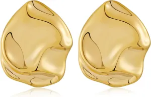 Irregular Gold Stud Earrings for Women Hammered Silver Stud Earrings Statement Geometric Earrings Vintage Gold Earrings