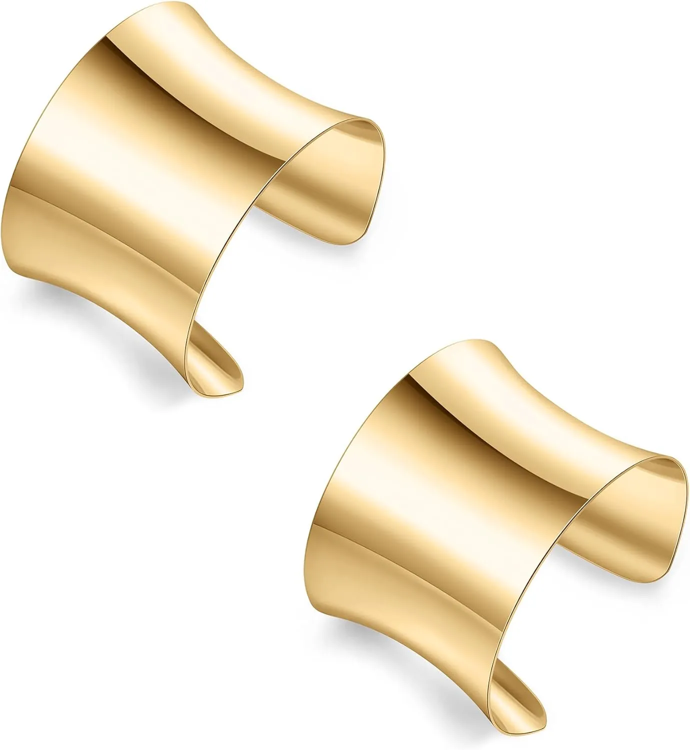 Jewdreamer Gold Chunky Cuff Bracelets for Women Bangle Bracelets Set Open Wide Bangle