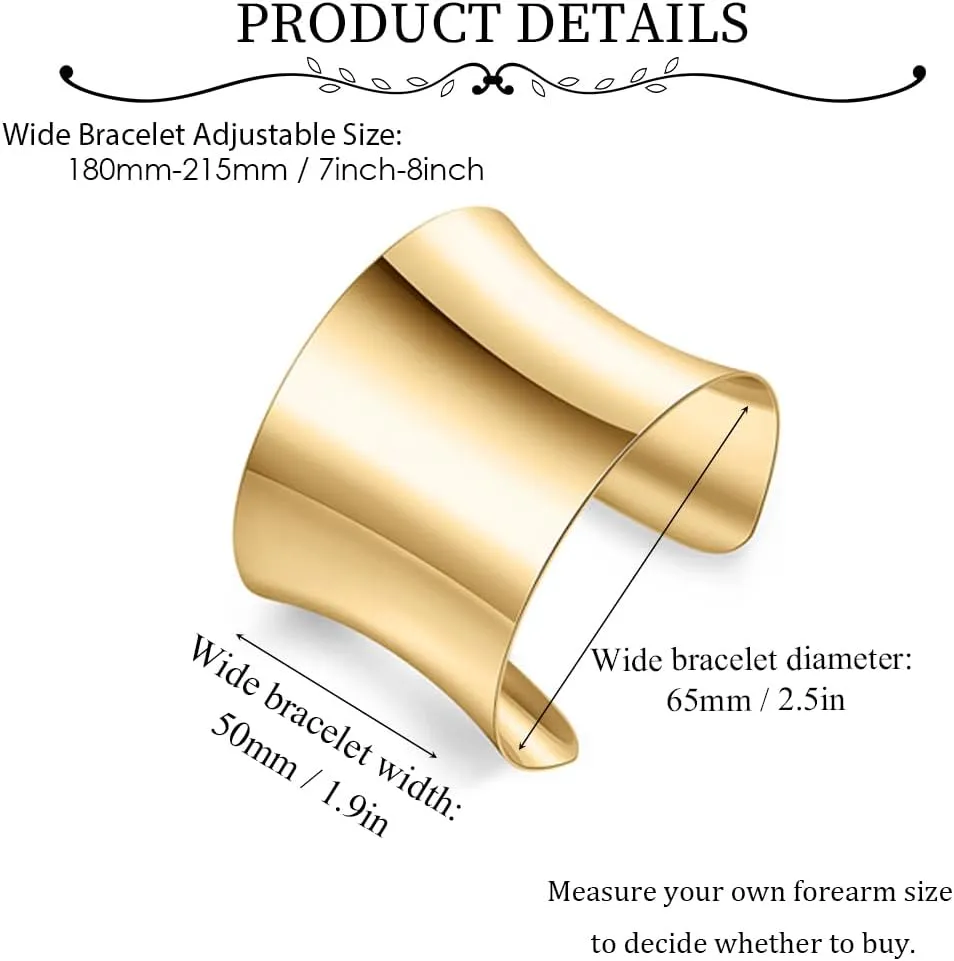Jewdreamer Gold Chunky Cuff Bracelets for Women Bangle Bracelets Set Open Wide Bangle