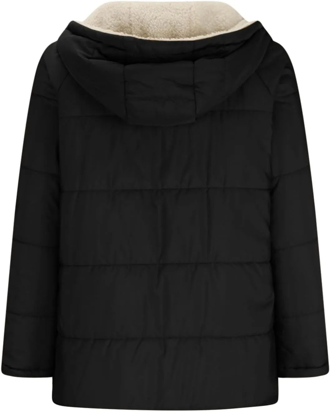 JOAU Womens Long Down Reversible Hooded Jackets Winter Warm Cotton Padded Puffer Quilted Zip Coats Pockets Fleece Outerwear