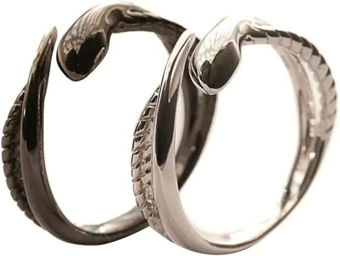 Katutude Couple Rings - 2 Pcs Punk Vintage Snake Open Finger Rings, Adjustable Open Rings Creative Animal Rings Jewelry Gifts