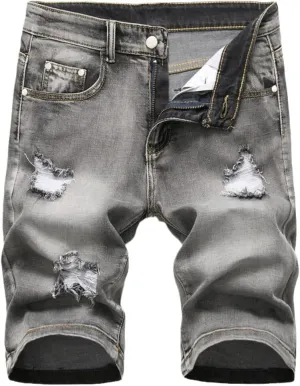KEHAIOO Summer Men's Stretch Jeans Short Casual Slim Fit Bermuda Cotton Denim Shorts Clothes