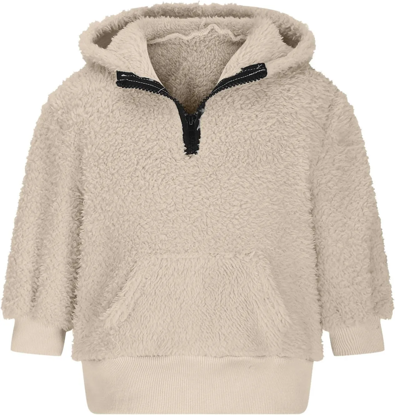 Kids Girls Fleece Hoodies Quarter Zip Pullover Sweatshirt Fuzzy Sherpa Hoodie Toddler Boys Warm Clothes Fluffy Sweater