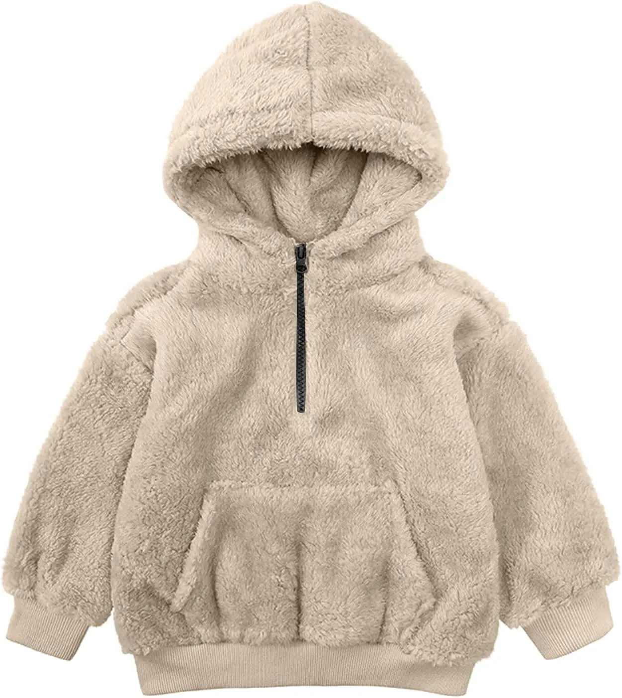 Kids Girls Fleece Hoodies Quarter Zip Pullover Sweatshirt Fuzzy Sherpa Hoodie Toddler Boys Warm Clothes Fluffy Sweater