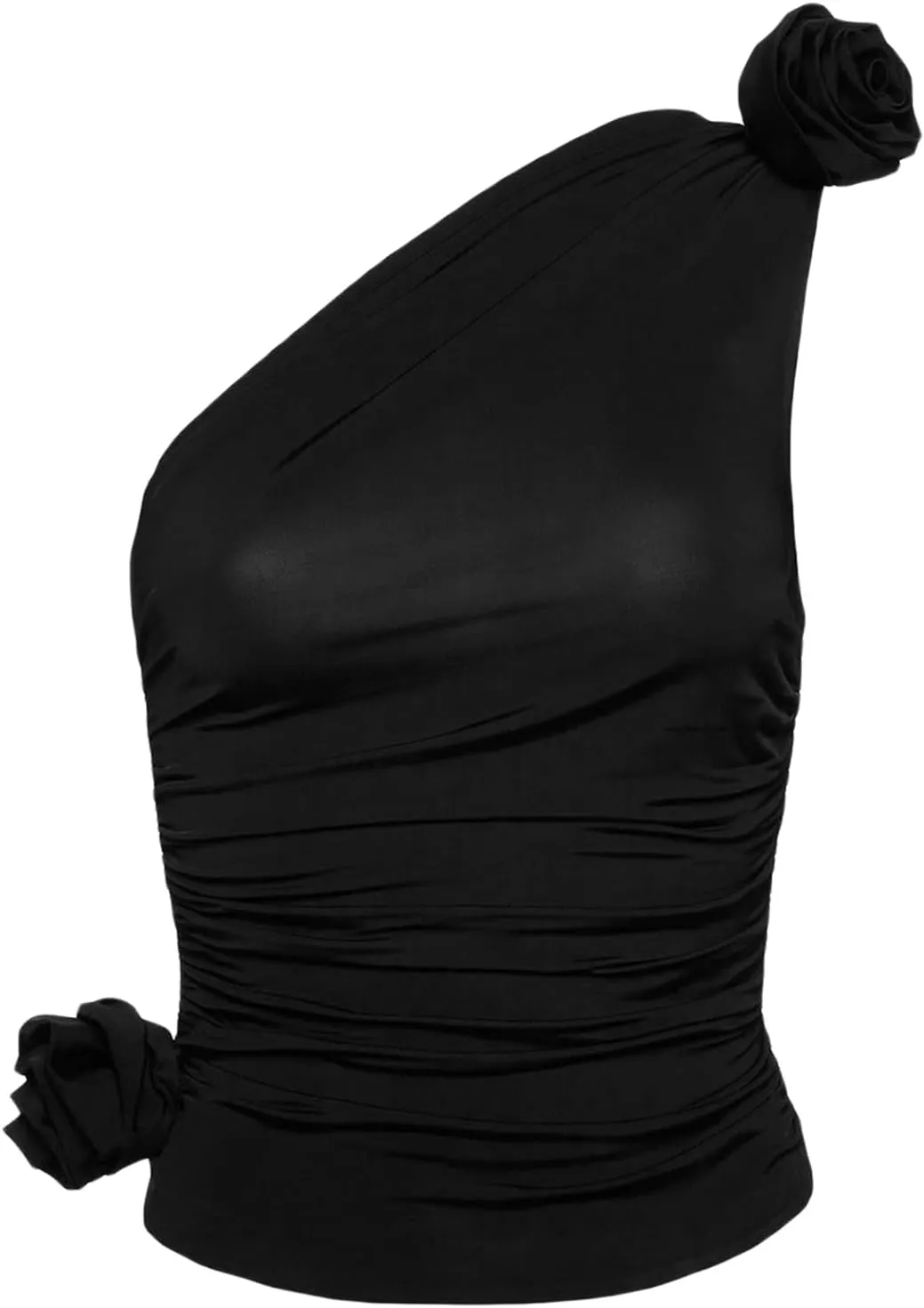 KMBANGI Floral Sexy Tank Top Women Y2k Ruffles Frill Halter Crop Tops Sleeveless Off Shoulder Backless Flower Tube Top