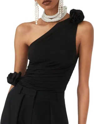 KMBANGI Floral Sexy Tank Top Women Y2k Ruffles Frill Halter Crop Tops Sleeveless Off Shoulder Backless Flower Tube Top